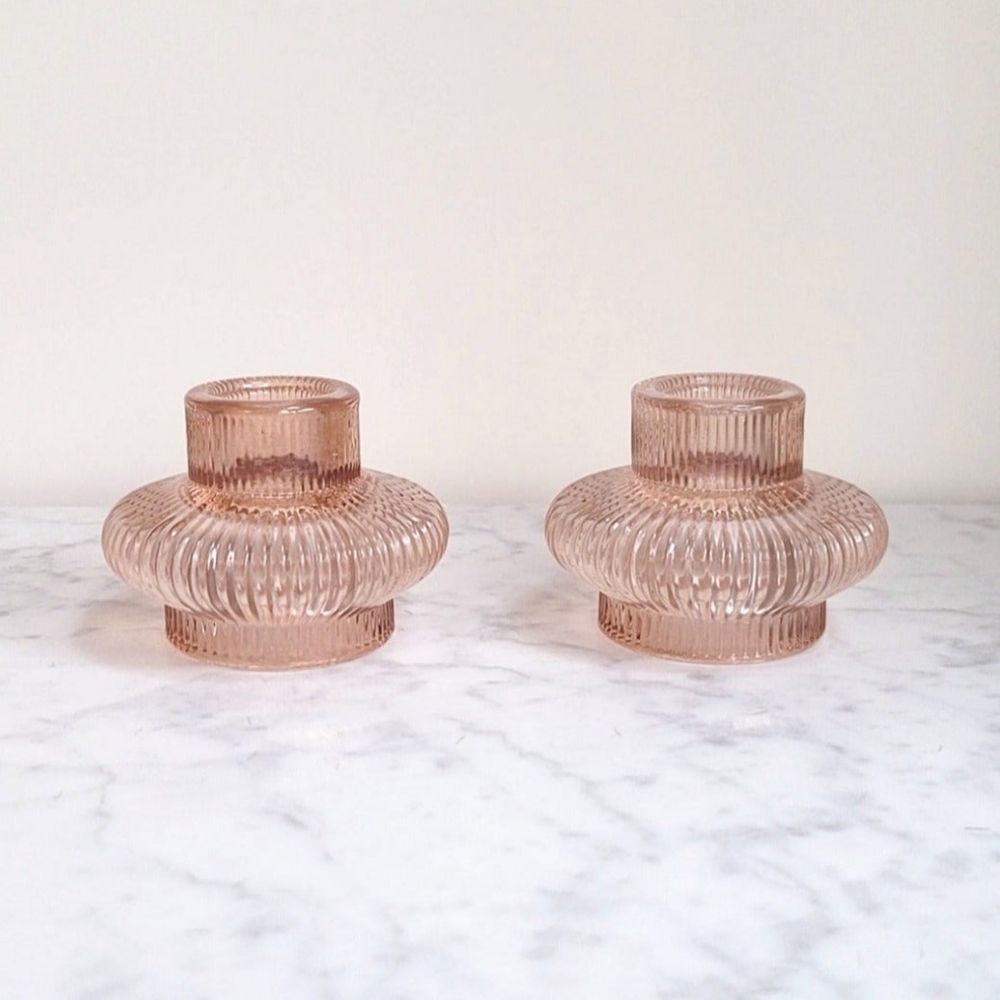 Zara Pink Glass Candle Holders